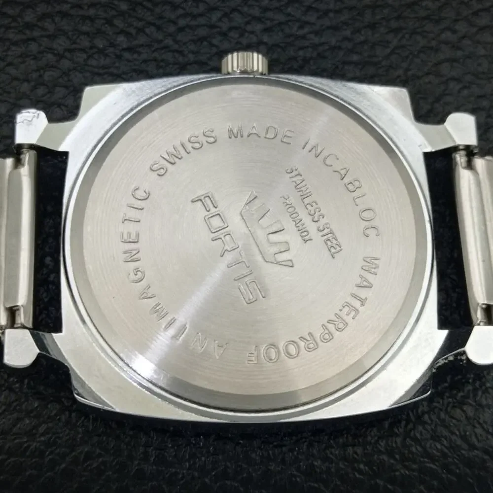 Vintage 1970 Disney Fortis Manual Mens Silver Watch W/Metal Strap & Mickey
